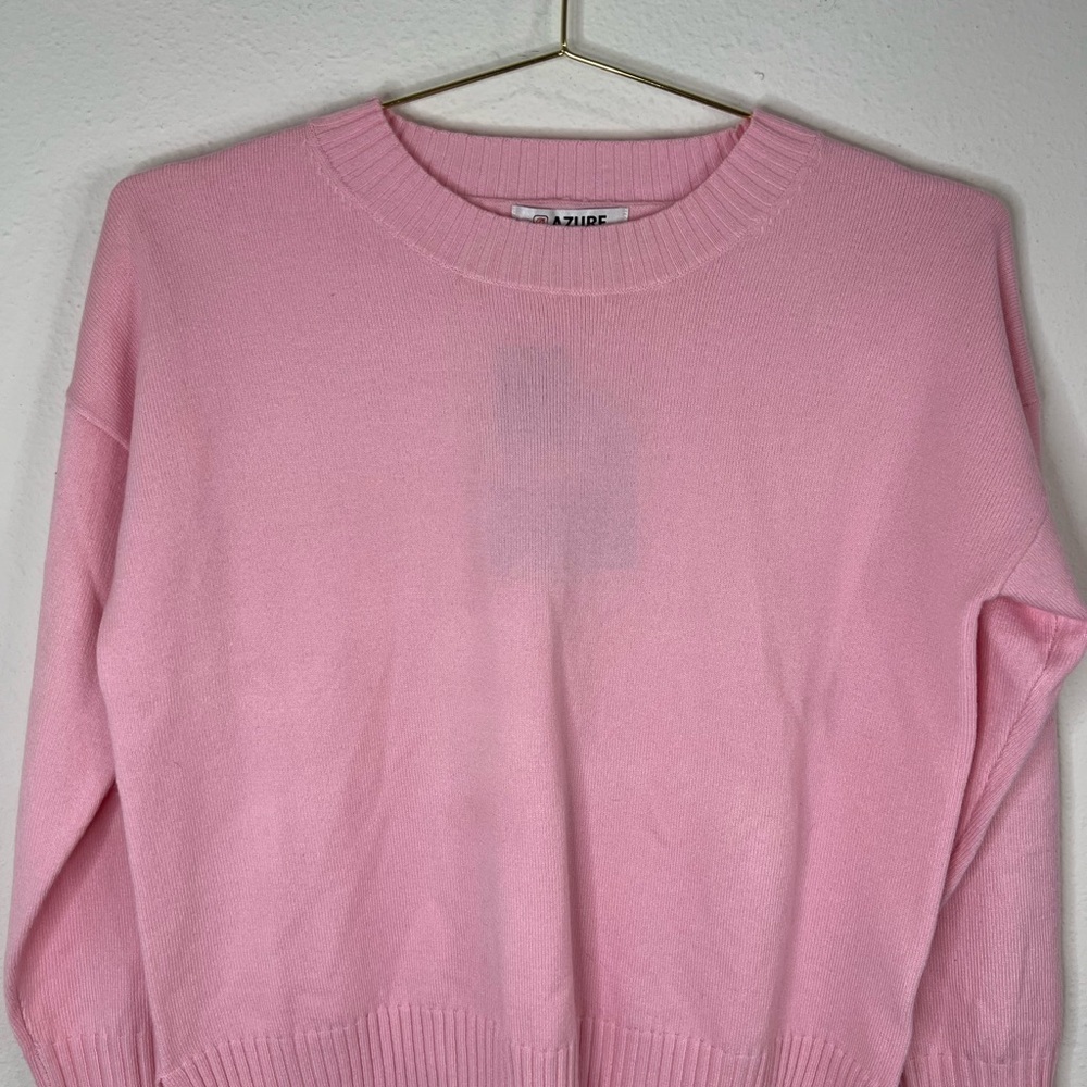 Azure Pink Cropped Sweater Women’s Small Soft Knit Pullover Top Casual Cozy - Picture 4 of 8